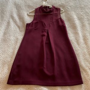 BCBGeneration mesh high neckline wine dress